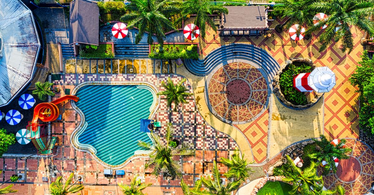 Sparkling clear commercial swimming pool